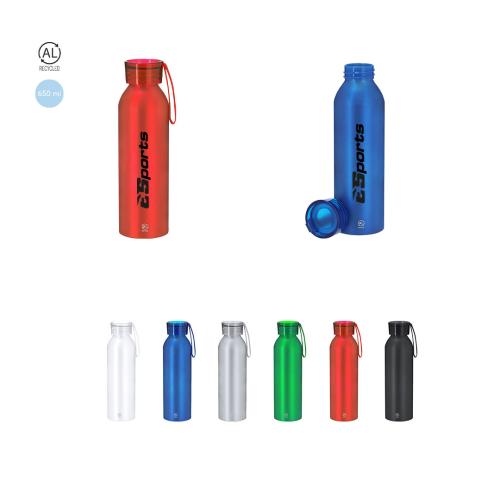 650ml Recycled Aluminium Eco Friendly Carry Loop Sports Water Bottle Nomar