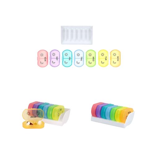 Weekly Pill Organiser 7 Individual Pop Out Compartments Split in 2 Pillbox Parnex