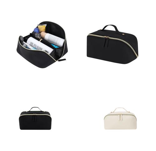 Elegant Faux Leather Beauty Bag Travel Cosmetics Double Compartment Gift