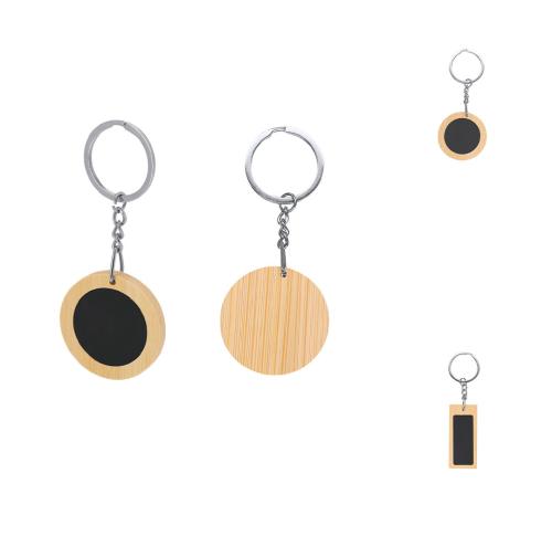 Bamboo and Metal Keyring
