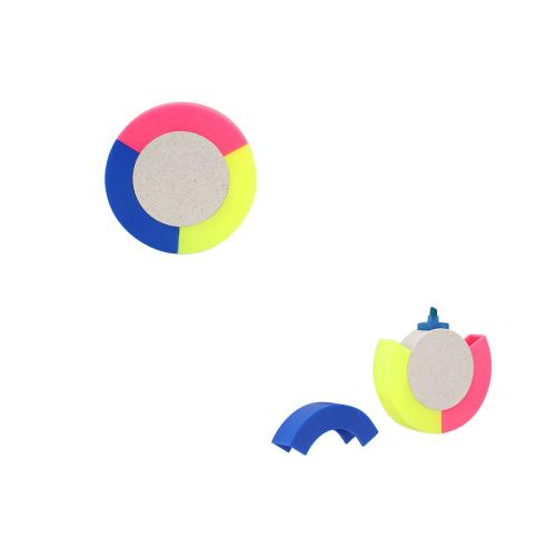 Circular Flourscent Marker Wheatstraw  x 3 colours Highlighter Salmar