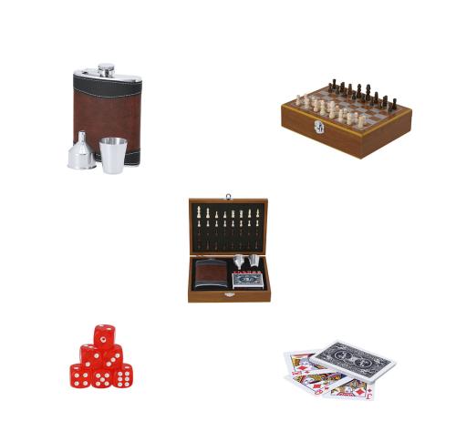 Luxury Wppdem Hip Flask & Chessboard  Set Gift