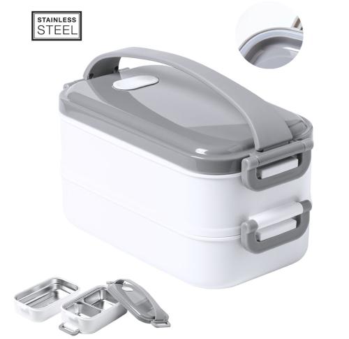 Custom Stainless Steel Thermal Lunch Box 2 Compartments 850ml