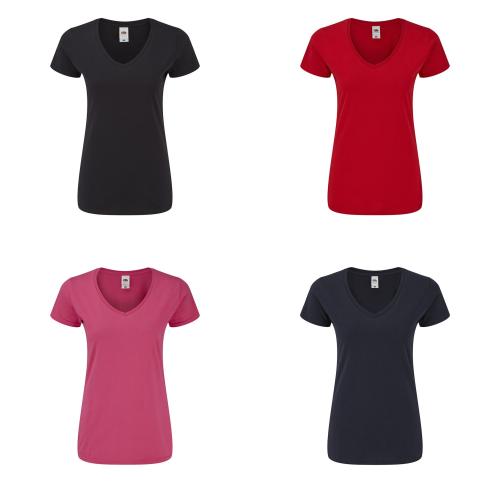 Promotional Fruit Of The Loom Women's 100% Cotton Colour T-Shirts Iconic V-N