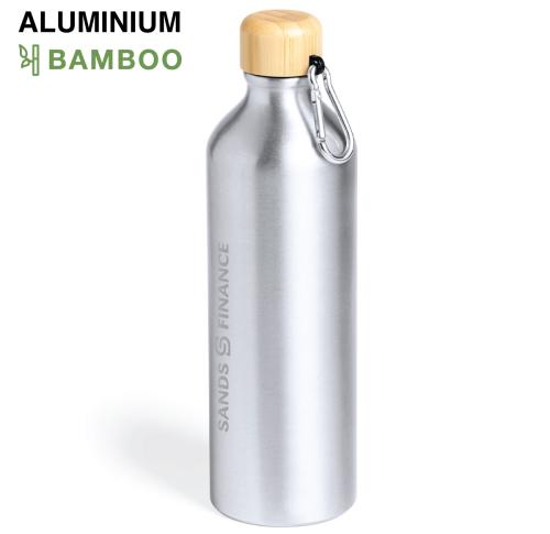 Aluminium Water Bottle Matte Fnish Bamboo Lid 800ml