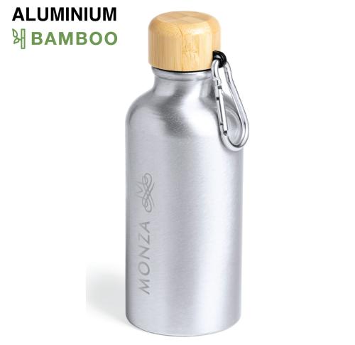 Aluminium Water Bottle Matte Finish Bamboo Lid 400ml
