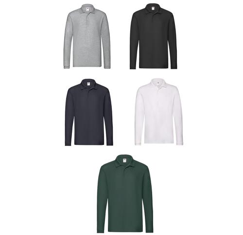 Branded Fruit Of The Loom FOTL Adult Polo Shirt 100% Cotton Long Sleeved
