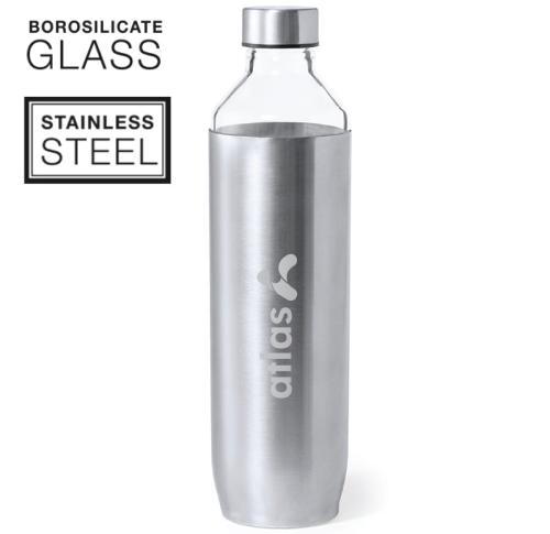 Luxury Glass And Stainless Steel 850ml Drinks Water Bottles Custom Logo