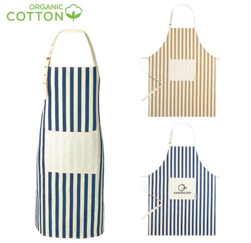 Striped 100% Organic Cotton Kitchen Chefs Apron