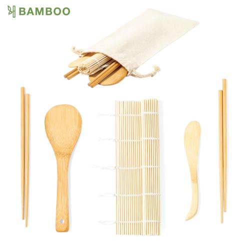 Wooden Sushi Set in Cotton Pouch