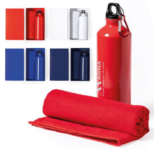 Gift Set Gym Towel and Matching Aluminium Bottle Carabiner