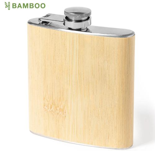 Stainless Steel and Bamboo 200ml Hip Flask
