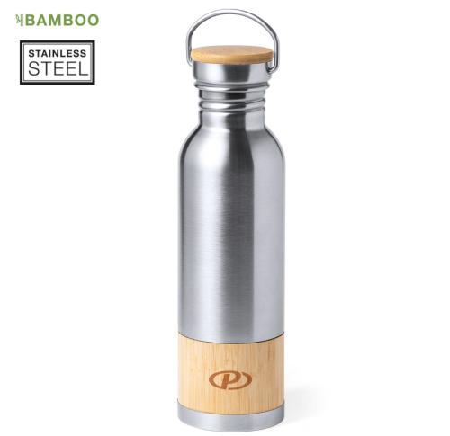 800ml Stainless Steel Drink Water Bottle Retro Style Bamboo Detail