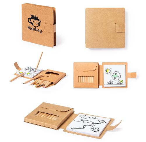Set Of Crayons & Notepad Recycled Cardboard