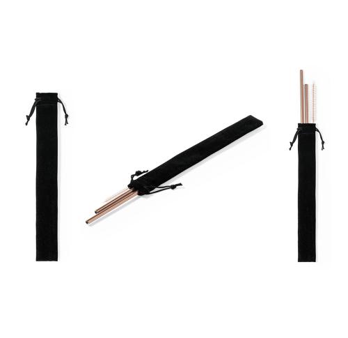 Branded Reusable Copper Coated Stainless Steel Straw Sets Firux