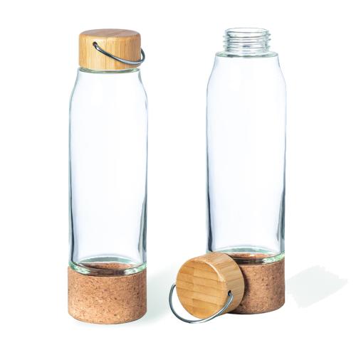 Promotional Printed Glass And Bamboo Water Bottles 470ml