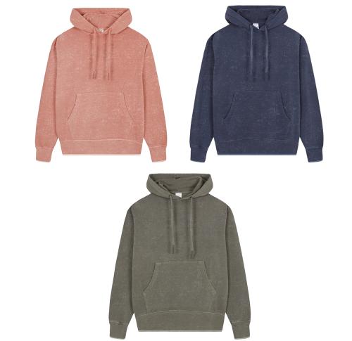 Unisex Adult Hooded Sweatshirt Washed Jeans Effect