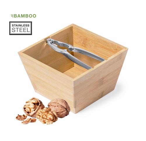 Custom Nutcracker Set Bamboo Bowl Stainless Steel Nutcracker