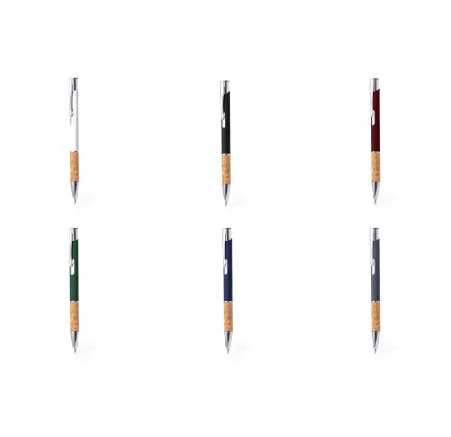 Stylish Aluminim Cork Metal Clip Pens Push Button Blue Ink