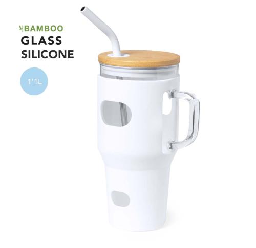 Custom Glass Stanley Cups 1.1 Litre Silicone Coated Stainless Straw