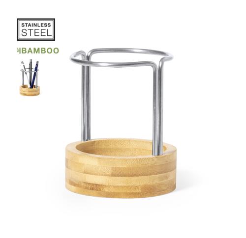 Custom Lifestyle Pen Pot Holders Bamboo And Stainless Steel