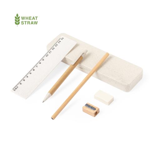Printed Eco Wheatstraw Writing Set - Ruler, Sharpner, Pencil Case