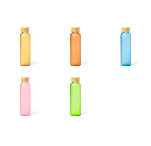 Branded 500ml Glass Water Bottle Bamboo Lid Full Colour Print