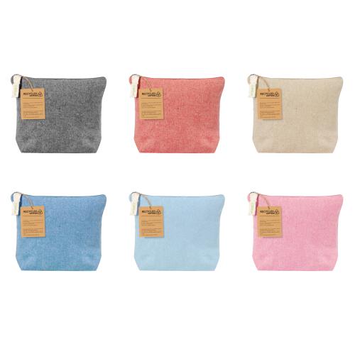 Branded Zipped 100% Recycled Cotton Cosmetic Bags
