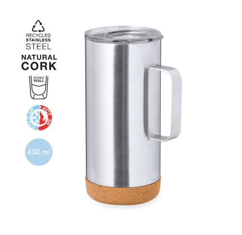 Printed Recycled Stainless Steel Tall 450ml Coffee Takeaway Mugs