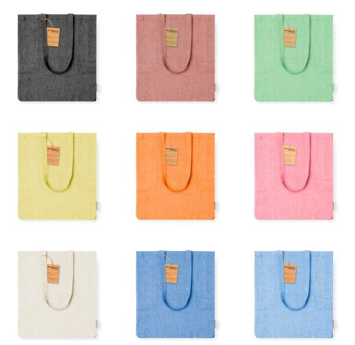 Custom Logo Recycled Cotton Long Handled Tote Bags Gusset