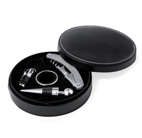 Custom Luxury Wine Accessory Sets Round Faux Leather