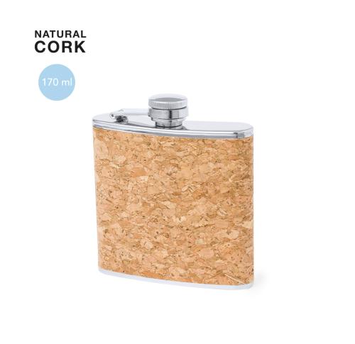 Custom Stainless Steel & Cork Hip Flask 170ml