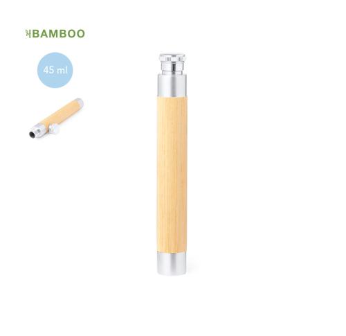 Custom Mini Iconic Bamboo & Stainess Steel Cylindrical Hip Flask 45ml