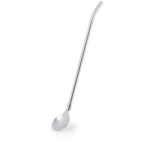Stainless Steel Cocktail Stirrer With Integrated Straw 220mm
