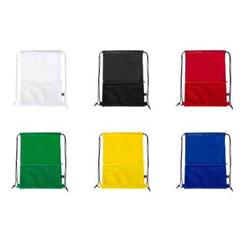 Branded Recycled Polyester Drawstring Bag Zipped Mesh Pocket