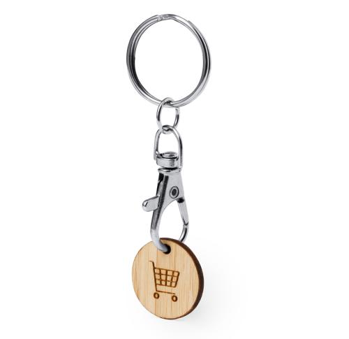 Promotional Bamboo Trolley Coin Keyrings