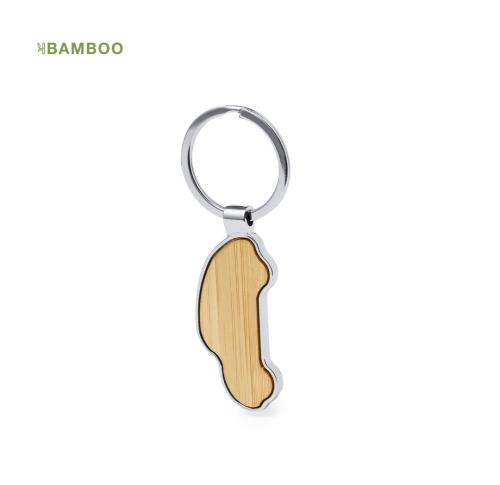 Promotional Car Shaped Bambook Keyrings Chrome Finish