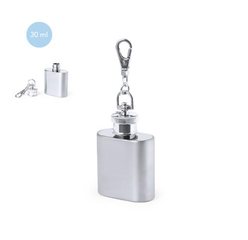 Branded Miniature Hip Flask Keyring Stainless Steel 30ml