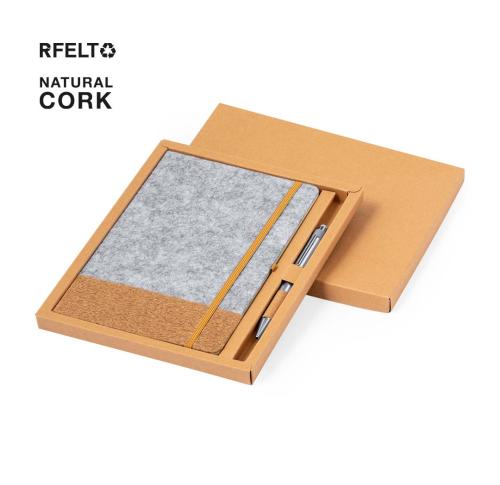 Custom Hard Cover Recycled Felt Notebook & Matching Pen Gifts Boxed