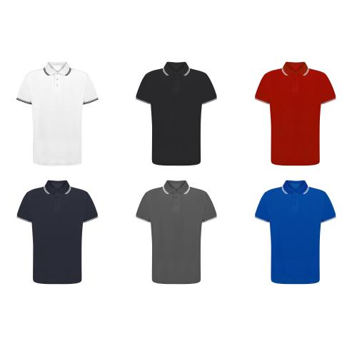 Custom Beathable Polyester Polo Shirt Contrast Collar and Sleeves