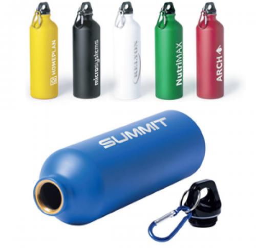 Aluminium Metal Water Bottle 800ml With Carabineer Matt Finish