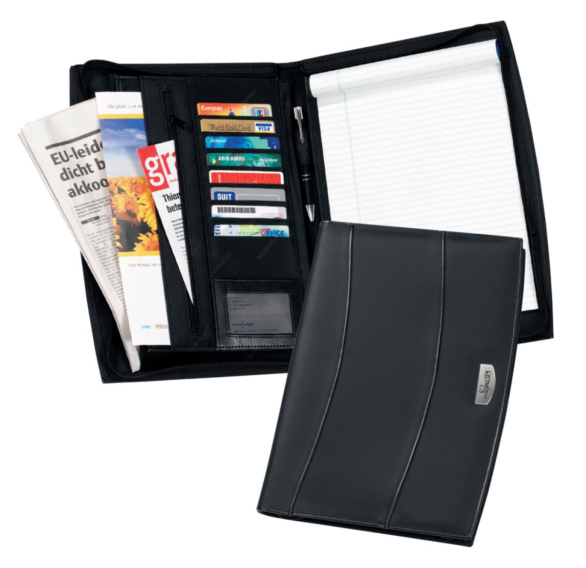 Solutions A4 Zipped Leather Conference Folders Laser Engraved