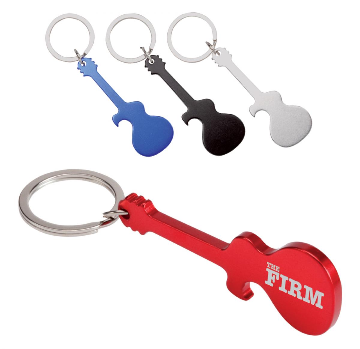 Engraved Metal Guitar Shaped Keyring Bottle Opener