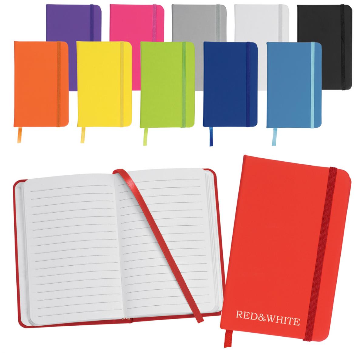Printed Note Books A6 Elastic Closure Soft Touch Inside Pocket
