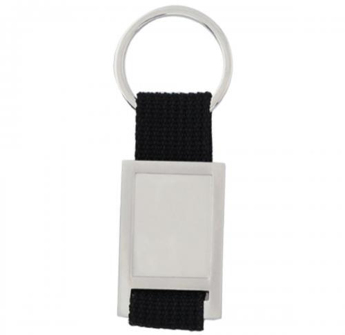 Keyring with Metal Square on Polyester Strap