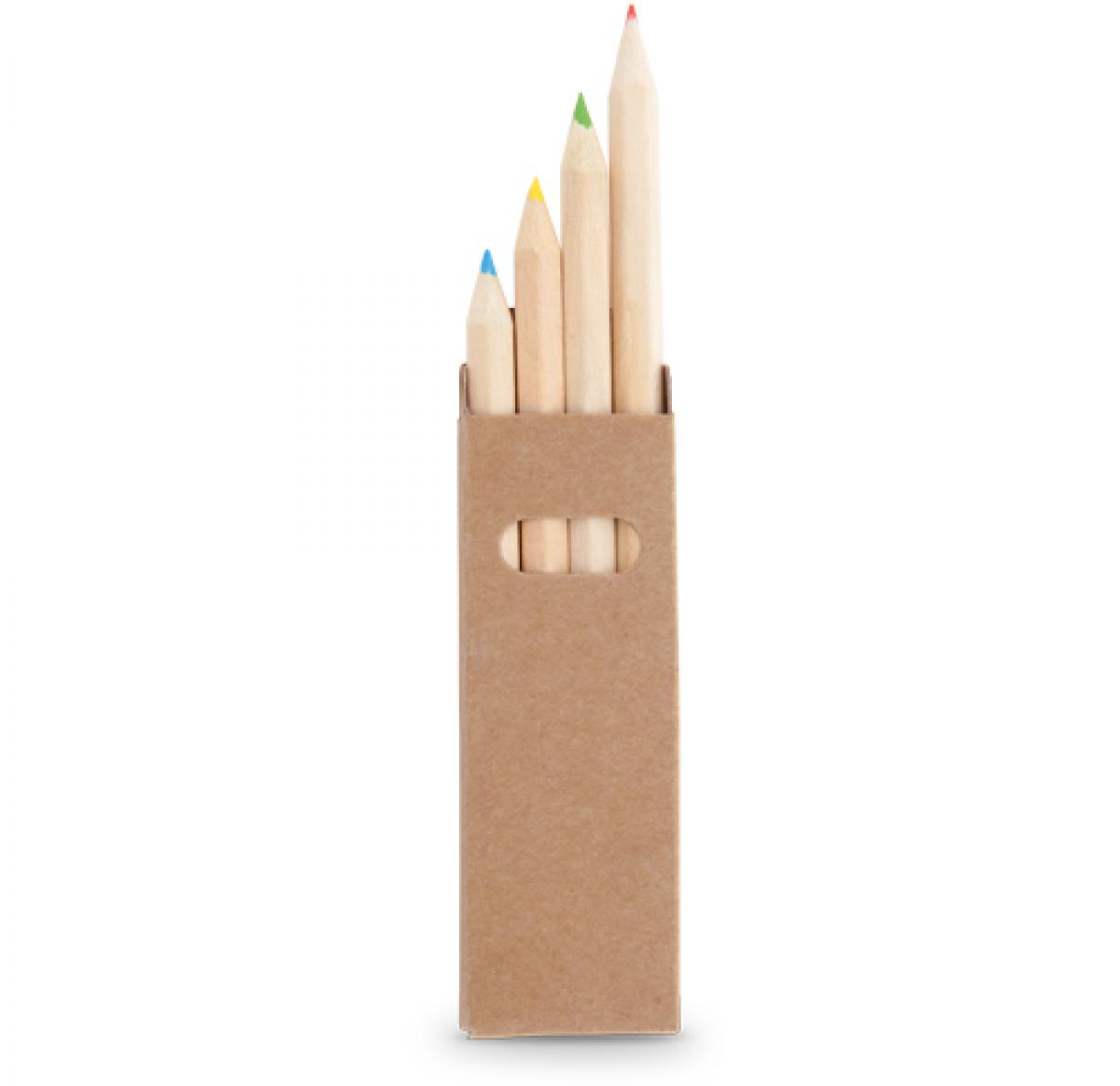 4 Colouring Pencils In Natural Cardboard Box Custom Logo