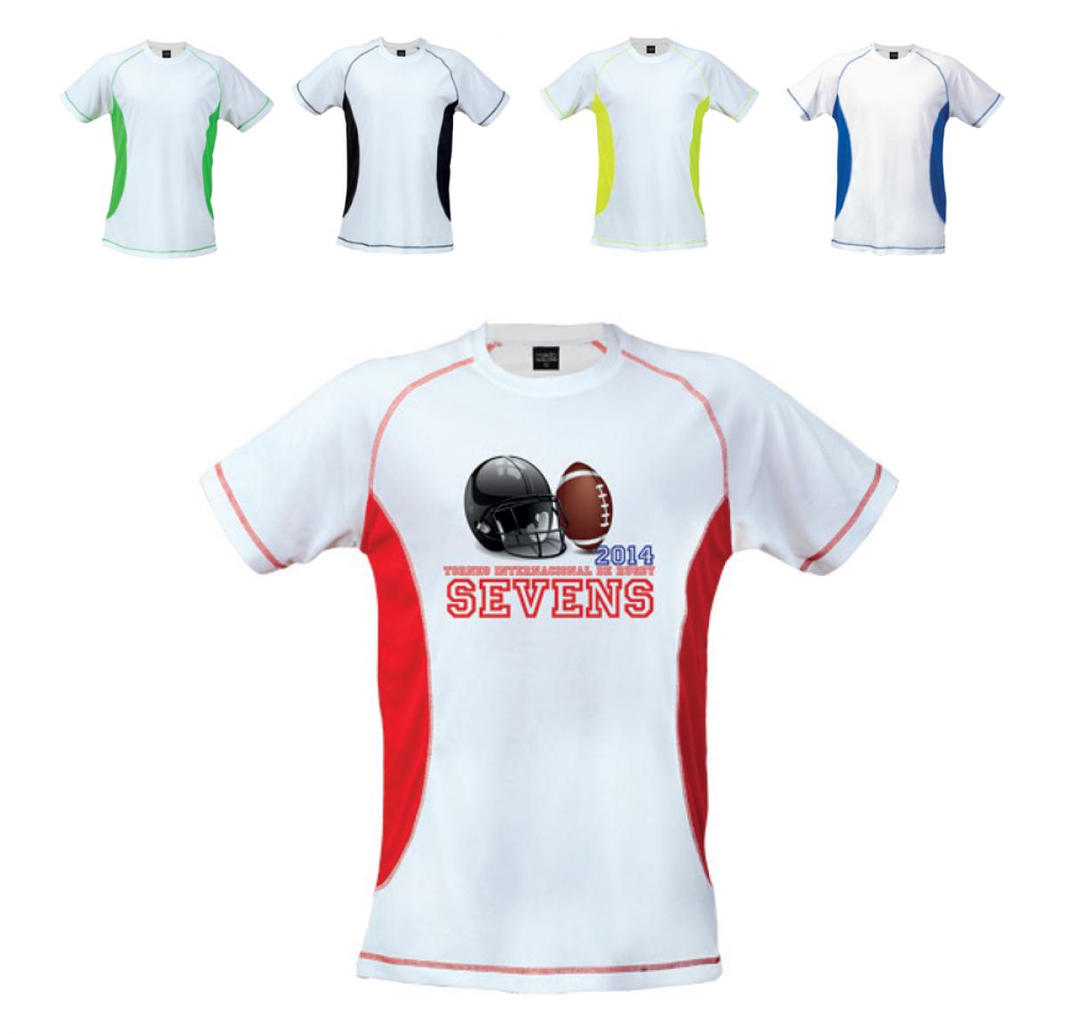 Polyester T-Shirts Tecnic Combi Coloured Side Panels Printed Logo