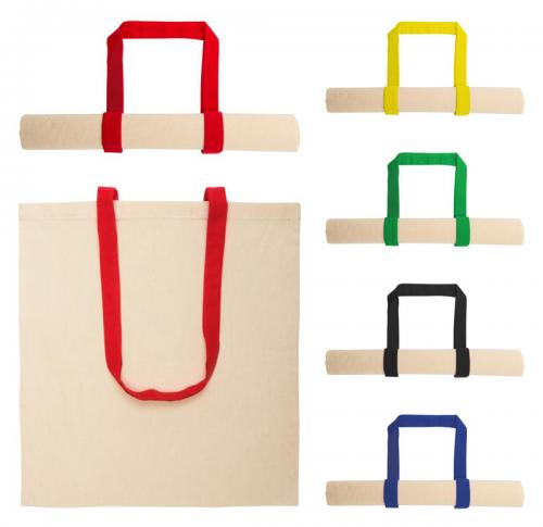 Branded 100% Cotton Shopper Bag Coloured Handle