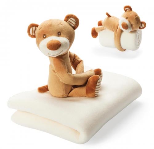 Polar Fleece Blanket / Throw with Teddy Bear - Yogui