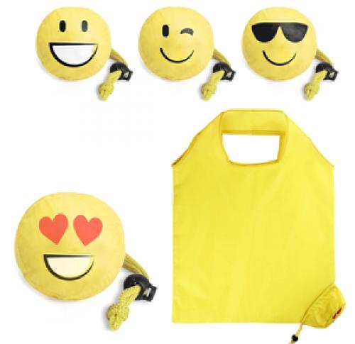 Folding Shopping Bag Polyester Emoji Print